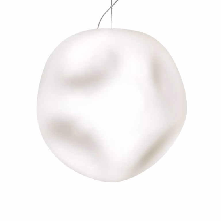 Foscarini Lampada a sospensione Hoba Grande, dimmerabile, Bianco / Opale, Soggiorno / Sala da pranzo, Vetro, Design, Lampada a sospensione