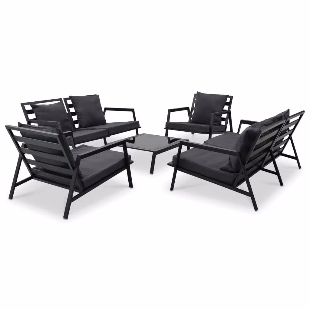 set da giardino 5 pezzi con cuscini Alluminio grigio scuro