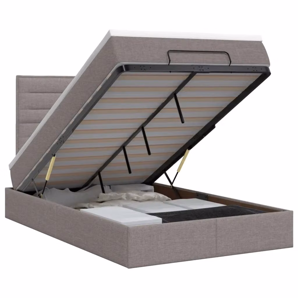 Letto ottomano moderno vidaXL con base a sollevamento e materasso, L/P/H: 120 x 200 x 140 cm, colori beige, bianco o grigio – 2