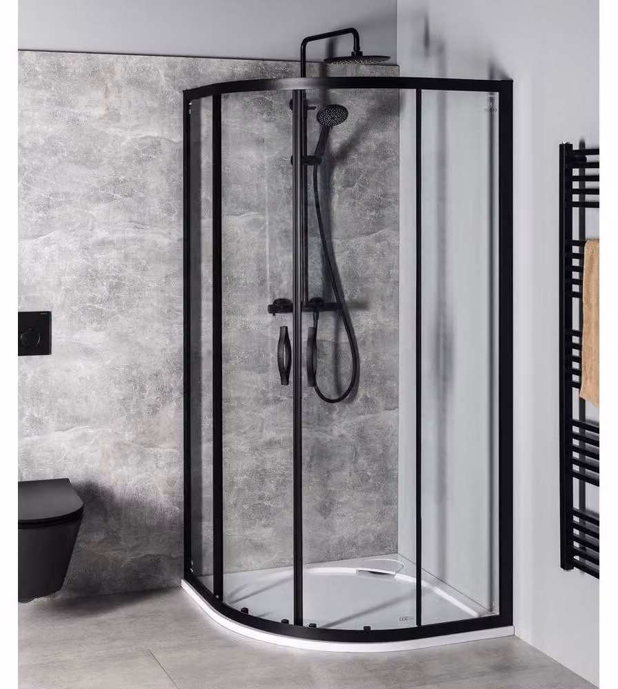 Gelco Sigma - Cabina doccia 80x80 cm, R550, nero opaco/vetro trasparente GS5580B