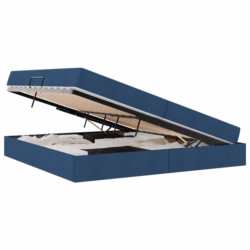 Letto con contenitore moderno vidaXL in tessuto blu e nero con base a sollevamento L/P/H: 200 x 200 x 204 cm – 2