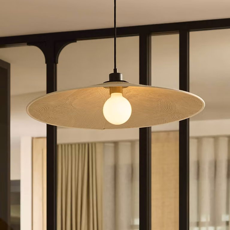 MARKET SET Lampada a sospensione Gatsby, dimmerabile, Crema / Ambra, Soggiorno / Sala da pranzo, Tessuto / Stoffa / Seta, Design, Lampada a sospensione