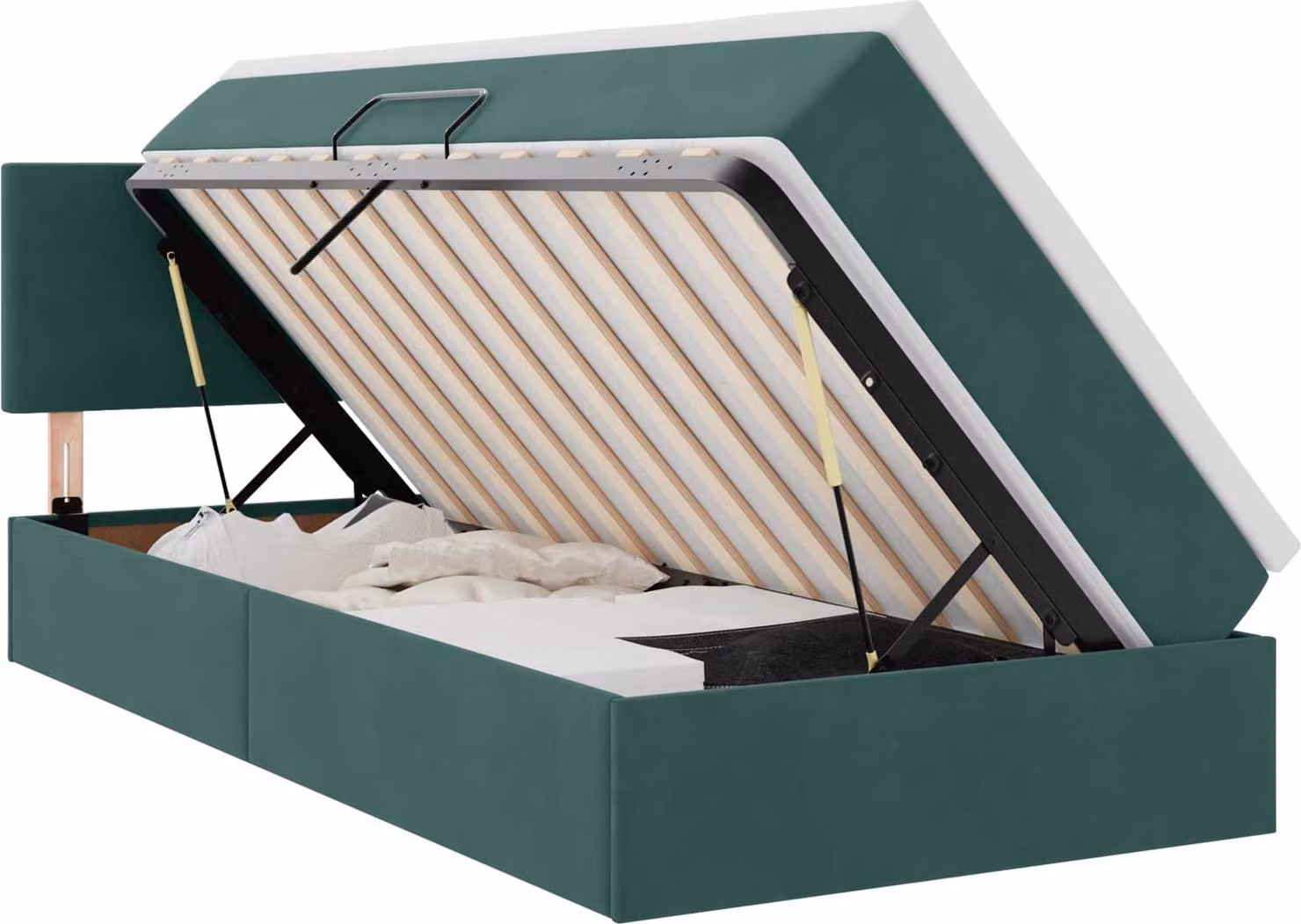 Letto con contenitore LED e materasso Verde Scuro 100 x 200 cm