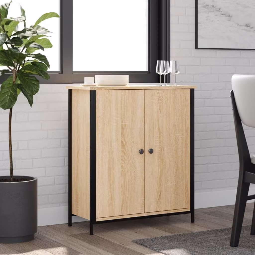 Credenza vidaXL in Rovere Sonoma e Legno Multistrato, L: 70 cm, P: 30 cm, H: 80 cm