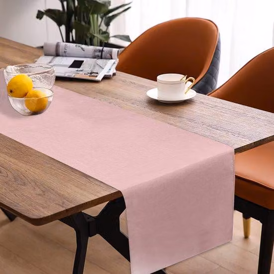 Tovaglie di cotone alla moda dal taglio sottile, colore rosa antico, 40 x 240 centimetri