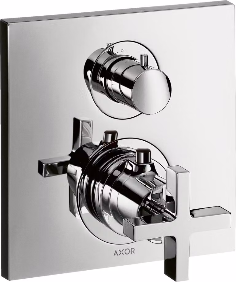 hansgrohe AXOR Citterio thermostat encastré avec vanne d'arrêt/changeur, poignées transversales, 2 consommateurs, 39725000, 39725000