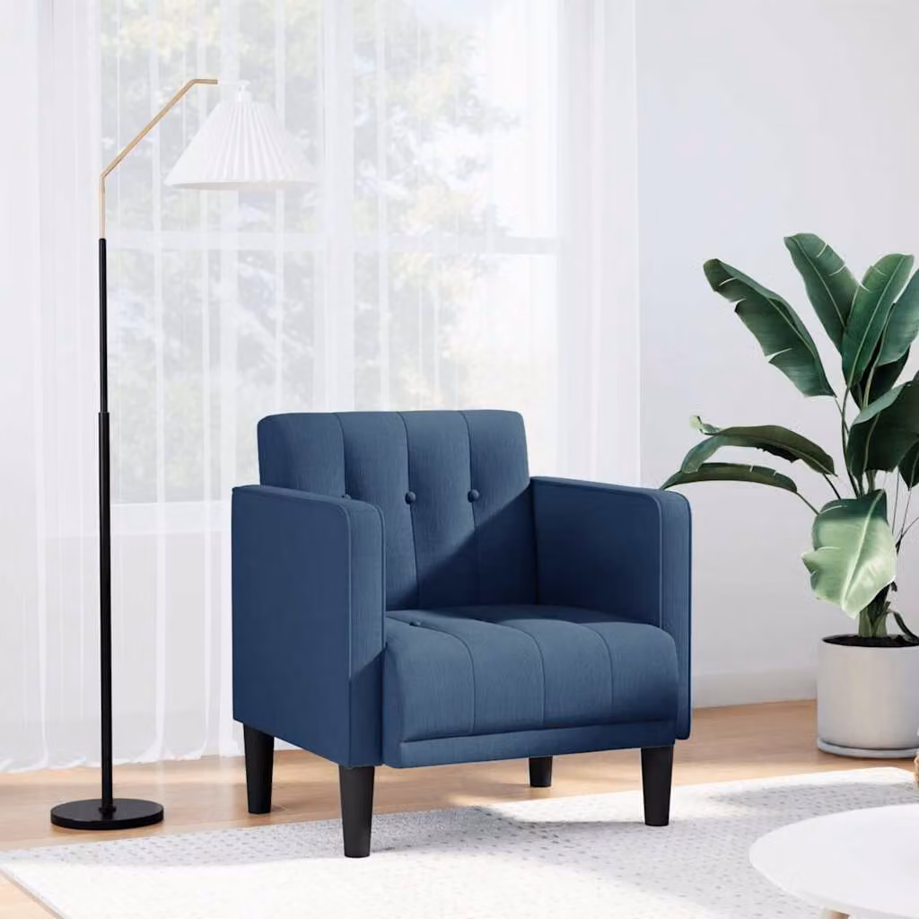 vidaXL Divano Sedia con Braccioli Blu in Tessuto Moderno – 1