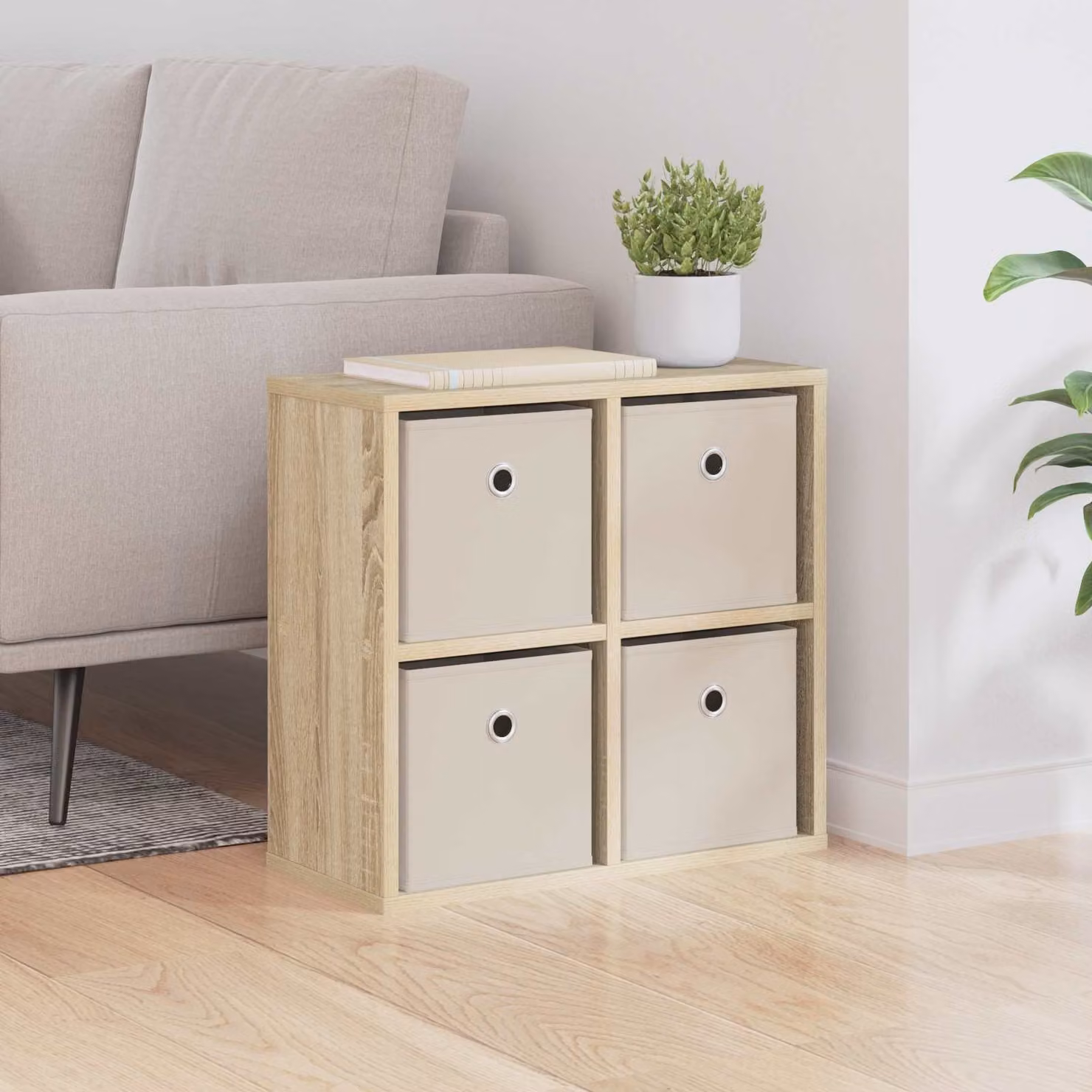 Credenza moderna vidaXL in rovere color beige e marrone L: 49,5 cm, P: 22 cm, H: 47 cm