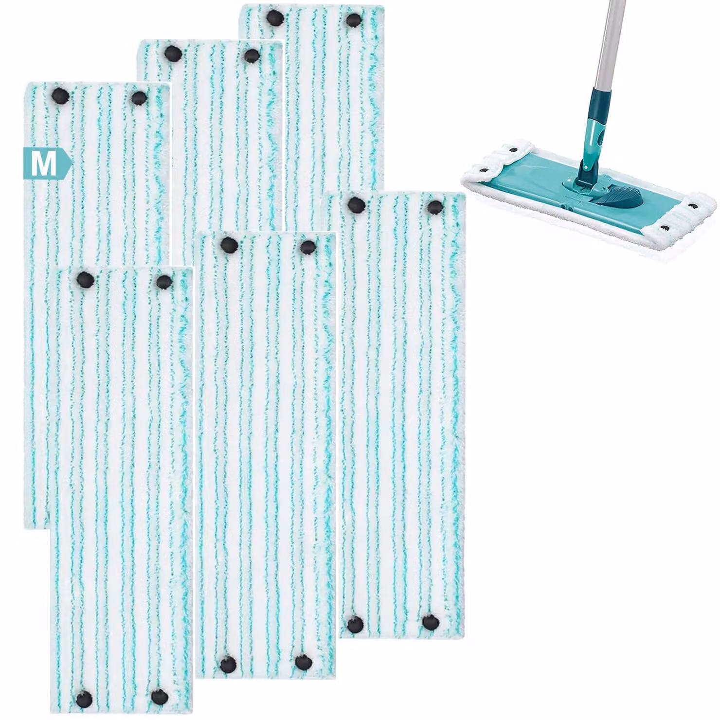 Set di 6 coperture per mop a secco, in microfibra, dimensioni 42x15 cm