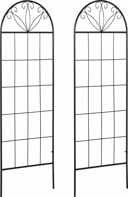 Traliccio da giardino per piante rampicanti Outsunny in metallo nero, L: 51 cm, H: 152 cm
