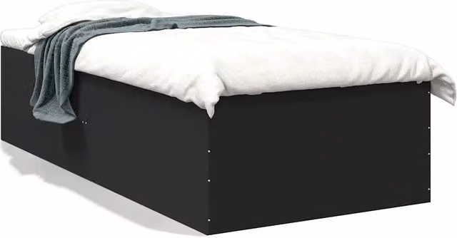 Letto singolo moderno in legno multistrato nero con doghe in legno L/P/H: 200 x 90 x 45 cm – 1