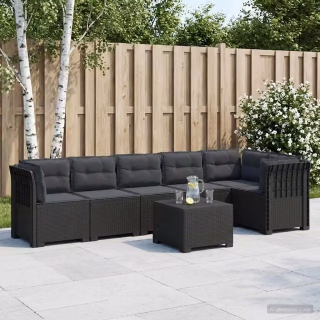 Divano da Giardino 6 Posti con Cuscini Aspetto Rattan PP 3444123