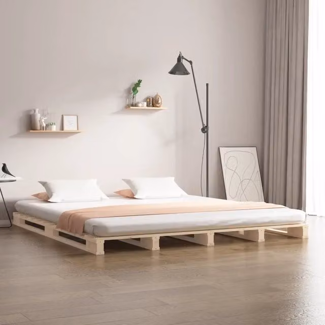 Letto a Pallet Super King vidaXL in Legno di Pino Massello Non Trattato L: 180 cm, P: 200 cm – 1