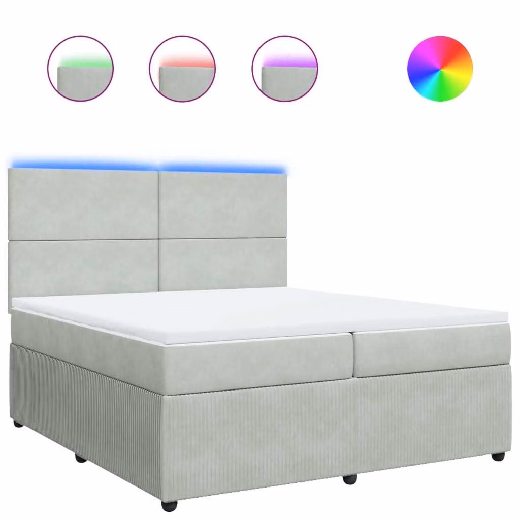 Giroletto a Molle con Materasso Grigio Chiaro 200x200cm Velluto