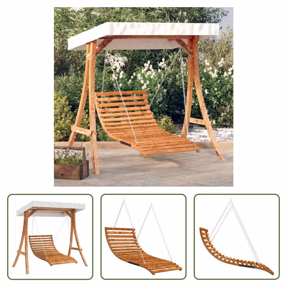 The Living Store Altalena Hollywood con tetto in abete massiccio con finitura in teak