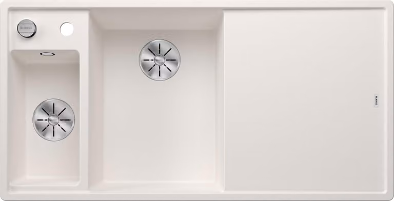 BLANCO AXIA III 6 S, SILGRANIT® PuraDur®, bianco, vasca a sinistra, con tagliere in vetro
