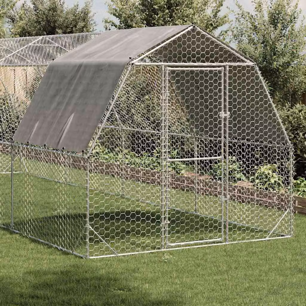 vidaXL Recinto per Polli con Tetto 2,5x8x2,25 m in Acciaio Zincato