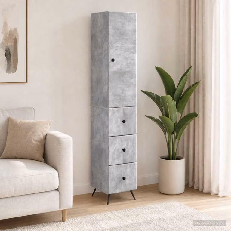 Set di 2 armadi moderni vidaXL in legno e metallo grigio opaco con ante scorrevoli e ripiani interni, L/P/H: 34,5 x 34,5 x 90 cm