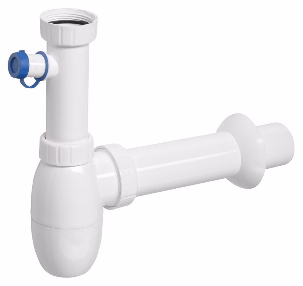 Sifone per lavello con diramazione da 6/4", DN50, bianco
