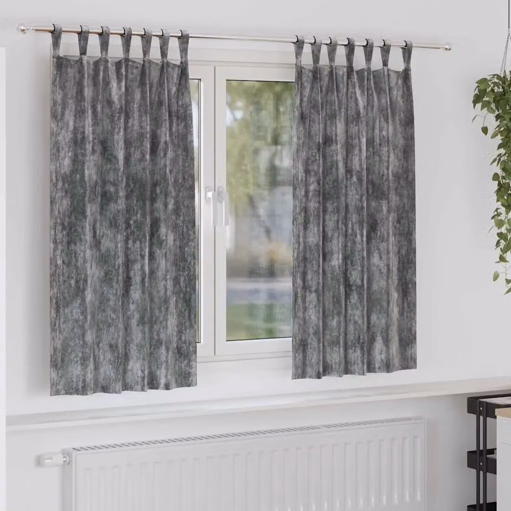 Set di 2 tende in velluto vidaXL grigie, oscuranti e termoisolanti, L: 175 cm x H: 140 cm