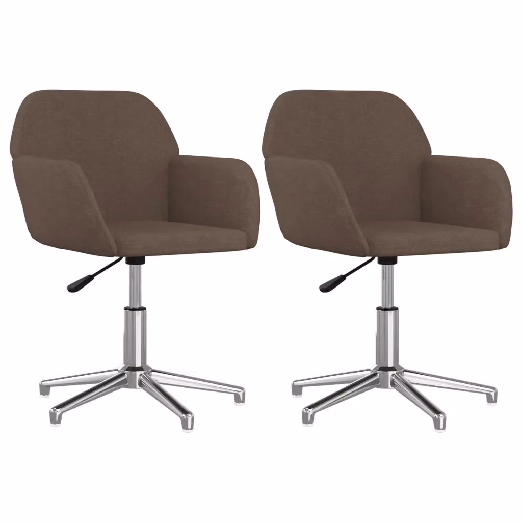 Set di 2 sedie da pranzo girevoli VIDAXL in tessuto beige e marrone con struttura in metallo e plastica per soggiorno o cucina – 2