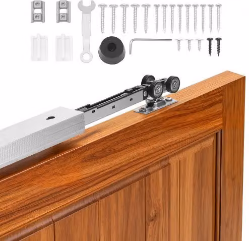 Kit Binario VEVOR per Porta Scorrevole a Scomparsa in Lega di Alluminio Argento, Lunghezza: 144,1 cm, Spessore Porta: 25-45 mm