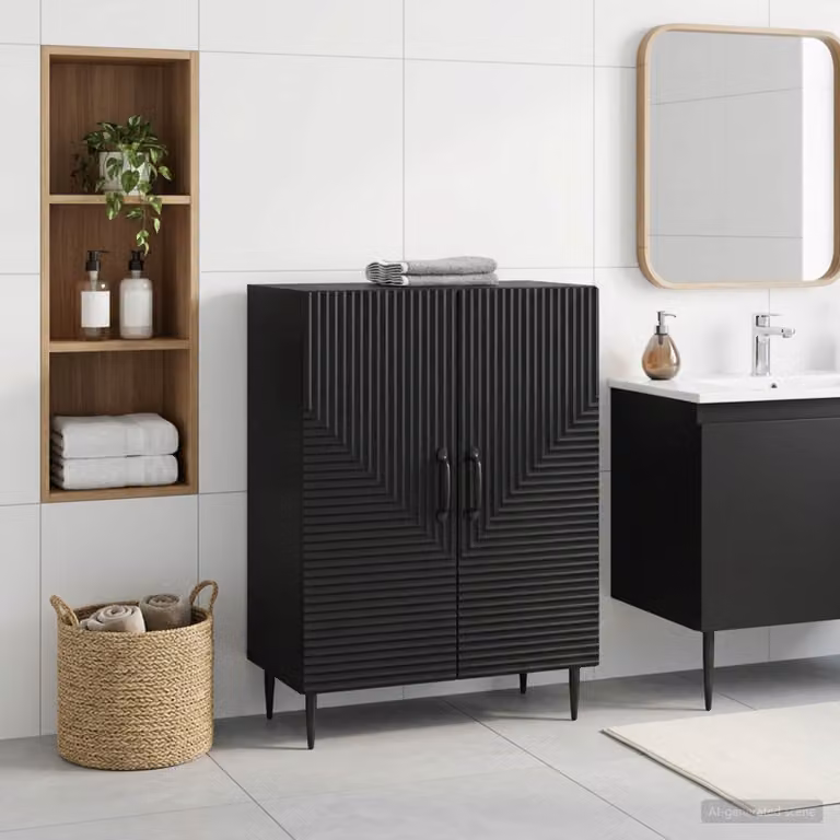 Mobiletto da bagno moderno vidaXL HAARLEM nero con ante a battente L: 59,5 cm, P: 31 cm, H: 80 cm