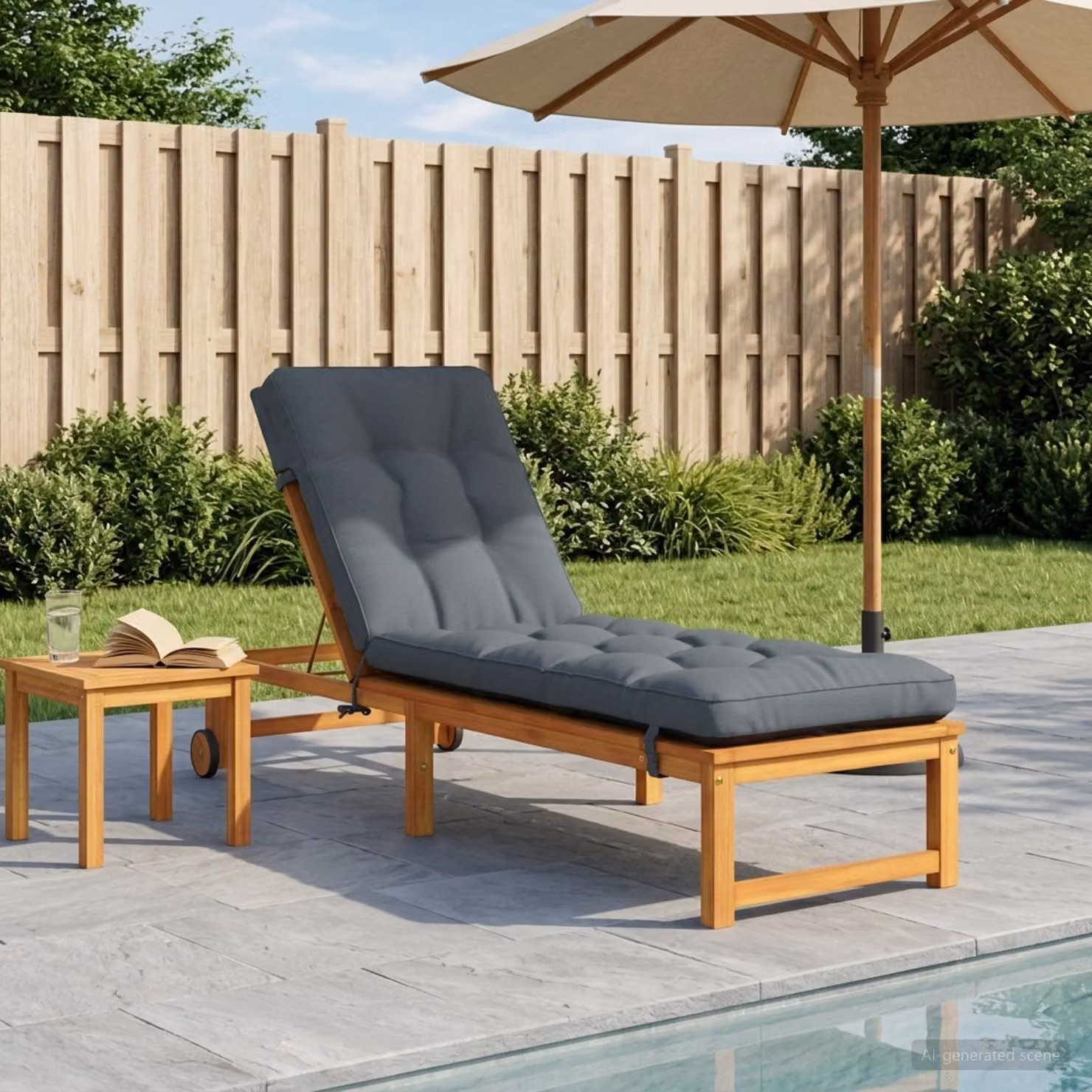 Cuscino per lettino vidaXL VIANEN blu in poliestere L: 200 cm, P: 55 cm, H: 8 cm