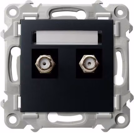 Presa doppia per antenna tipo F SZAFIR Black Ospel