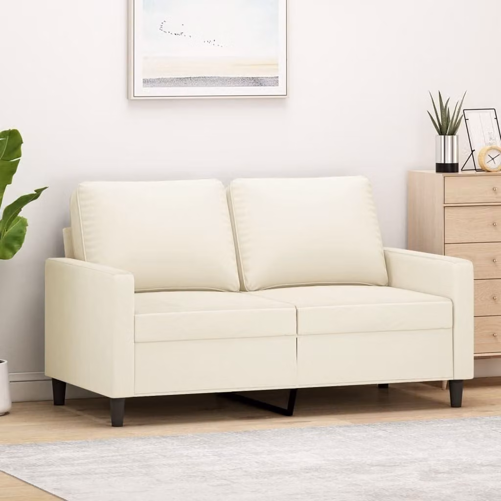 Divano a due posti, colore crema, in velluto, collezione Maison Exclusive, dimensioni 120 cm