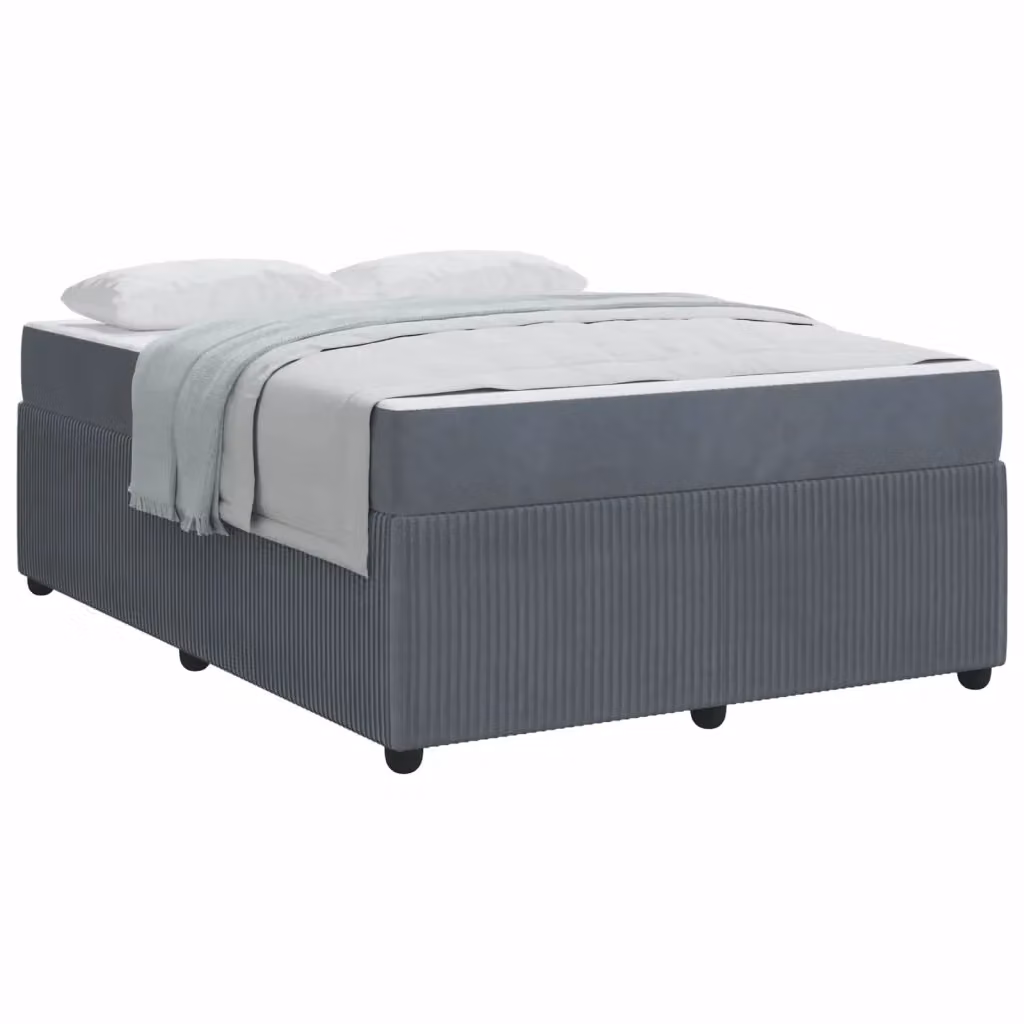 Struttura del letto moderna vidaXL in tessuto e legno grigio, L 140 cm x P 200 cm – 2