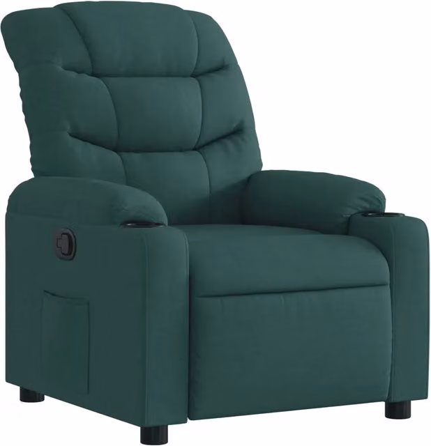 Poltrona | Sedia Relax Reclinabile in Tessuto Verde Scuro