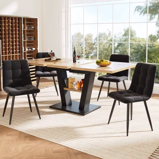Set Tavolo da Pranzo Allungabile con 4 Sedie ¨C Xylo ¨C 118-157x70 cm, Gambe a V