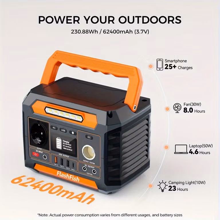 Power bank - Batteria portatile - Fonte di energia - Centrale di alimentazione - Alimentazione di emergenza - Potenza: 300W