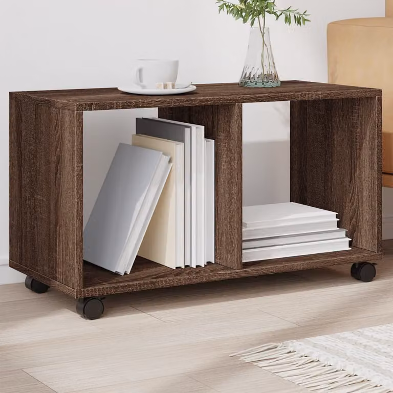 Mobiletto con ruote vidaXL in rovere marrone con finitura opaca L: 72 cm, P: 33 cm, H: 42,5 cm