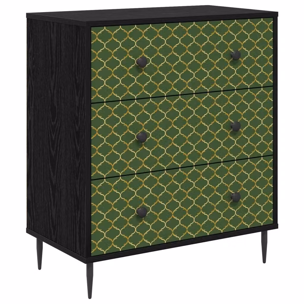 Cassettiera GELEEN vidaXL con stampa geometrica verde e nera, L: 66 cm, P: 36,5 cm, H: 76 cm – 2