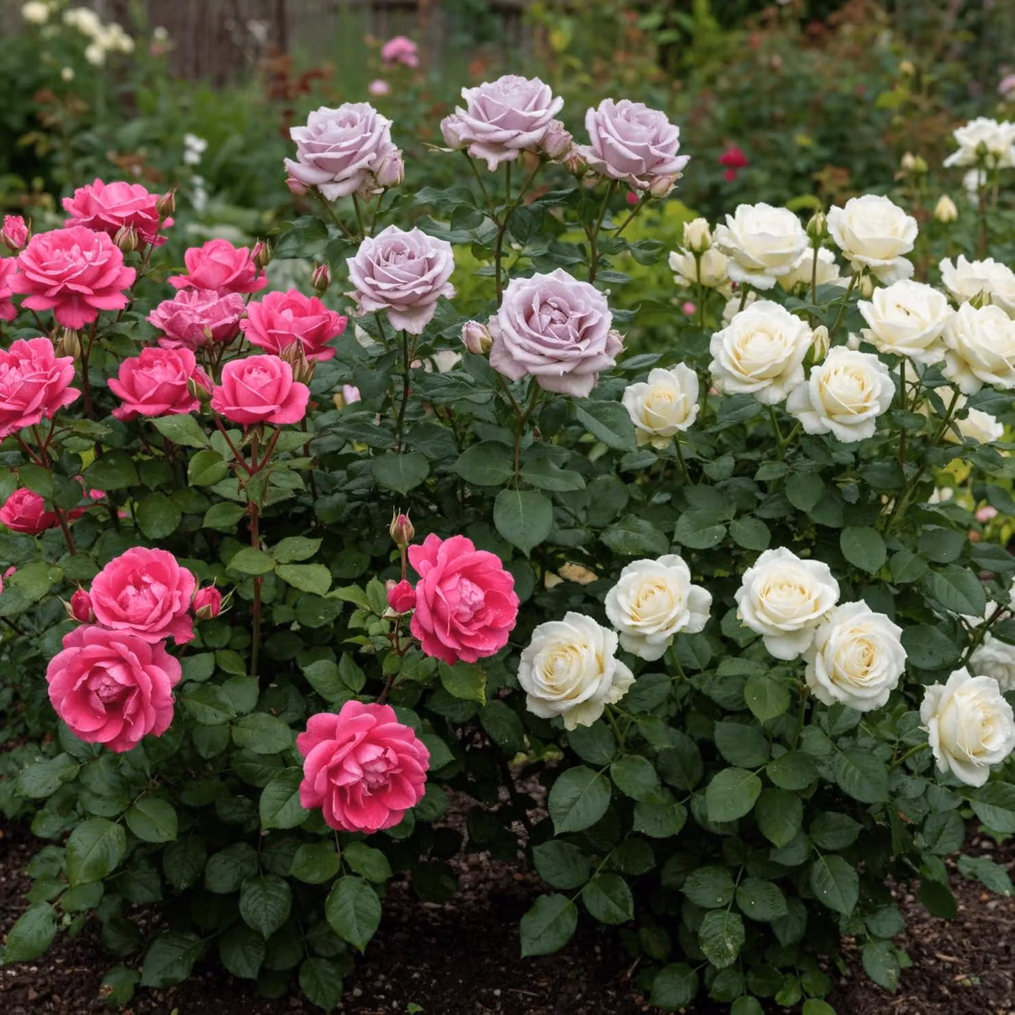 Collezione Rosen: Bianco / Rosa / Violetto - 3 piante - Perenni resistenti al freddo - Vere rose profumate provenienti dall'Olanda - ideali per giardini e aiuole (senza semi, non artificiali)