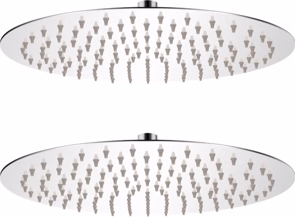 The Living Store Soffioni doccia a pioggia 2 pz. Acciaio inox Ø 30 cm