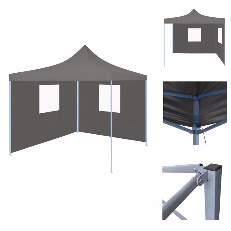 vidaXL Tenda professionale per feste pieghevole con 2 pareti laterali 2×2 m in acciaio antracite - Padiglioni e tende per feste