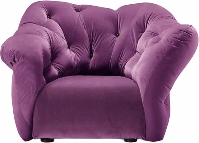 Poltrona Lounge Meritalia Nubola in Velluto Viola con Braccioli, L: 133 cm, P: 85 cm