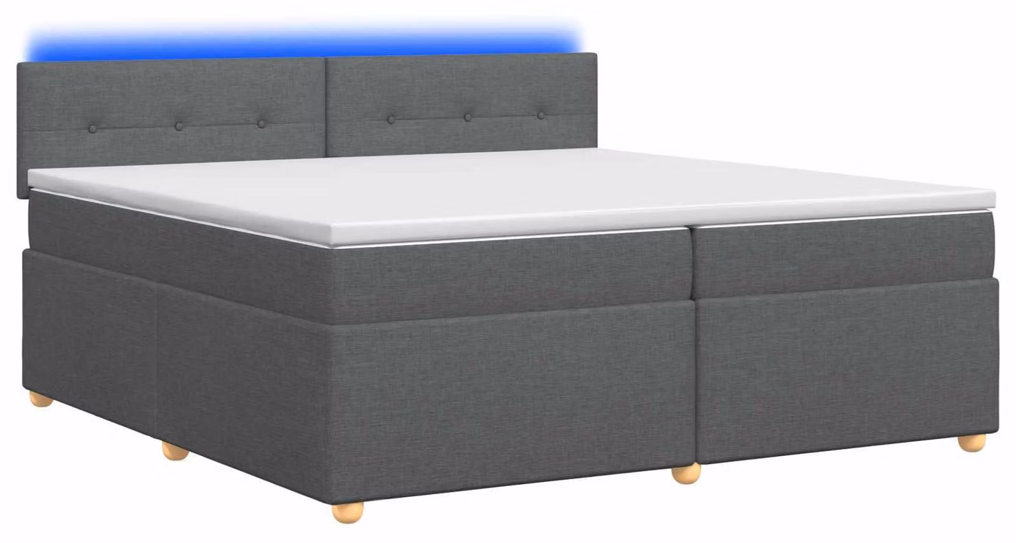 Letto a molle con materasso grigio scuro 200 x 200 cm in tessuto