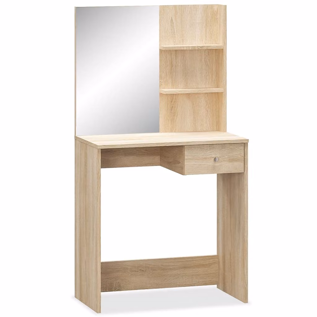 Tavolino da toilette in legno 75x40x141 cm rovere