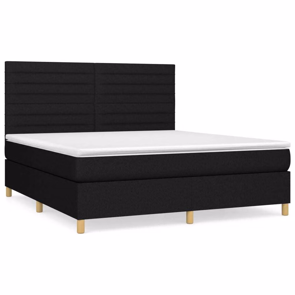 Giroletto a Molle con Materasso Nero 180x200 cm in Tessuto