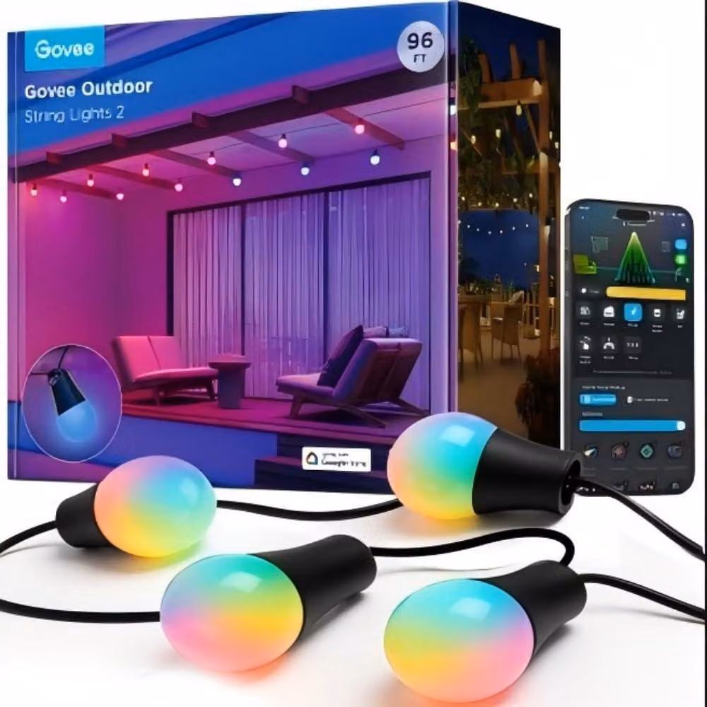 Catena luminosa a LED, 30 metri, RGBICW, grado di protezione IP66, controllo tramite app, 111 scene
