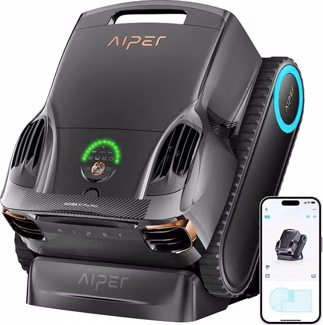 Robot pulitore per piscine Aiper Scuba X1 Pro Max a batteria, nero