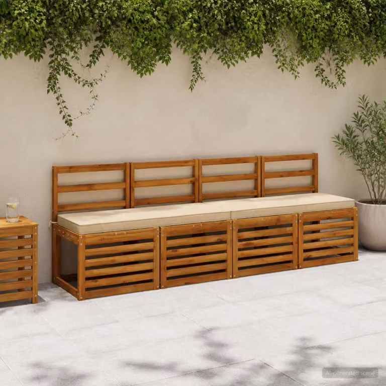 Set di 2 cuscini per panchina vidaXL VUGHT in poliestere beige con rivestimento rimovibile e resistente ai raggi UV