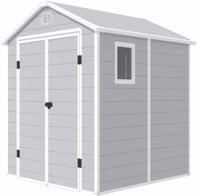 Casetta Box da Giardino GIORDANOSHOP in Plastica Grigia con Finestra e Serratura L/P/H: 190 x 192 x 226 cm