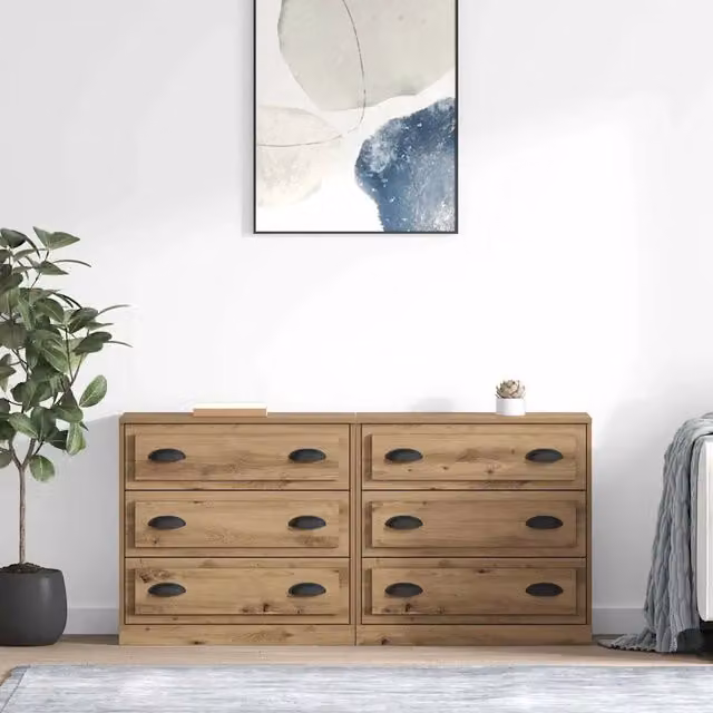 Set di 2 Sideboard moderni vidaXL in rovere marrone, L/P/H: 70 x 35,5 x 67,5 cm – 1