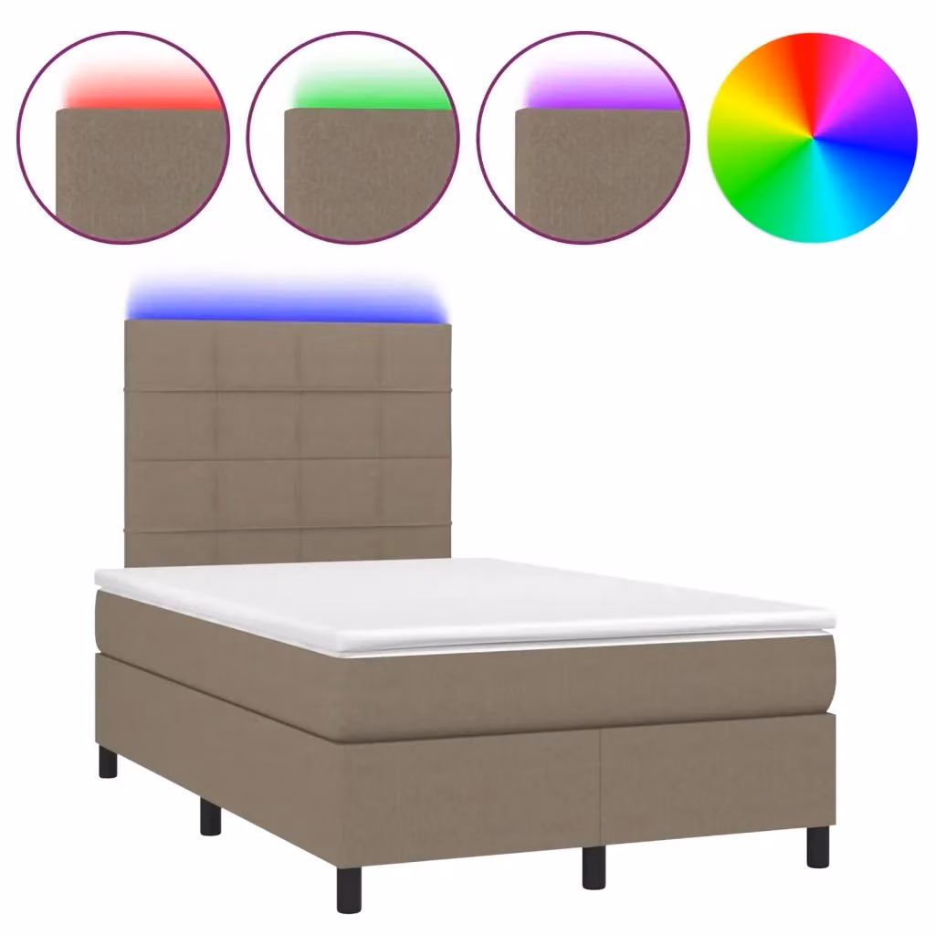 Letto Ibrido con Materasso e Illuminazione LED vidaXL in Tessuto Beige o Grigio L/P/H: 120 x 200 x 203 cm – 2