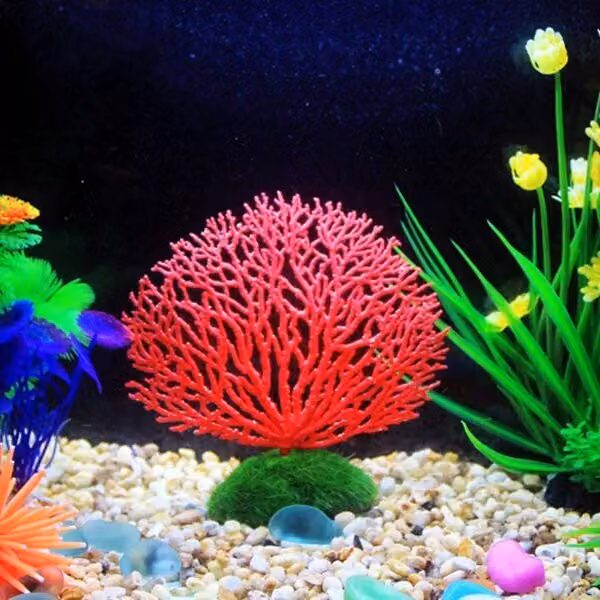 Letto marino simulazione corallo paesaggio vasca pesce ornamenti acquario decorazione vasca pesce corallo simulato - Rosso